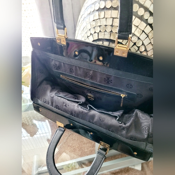 Tory Burch Attersee Women Luxe Suede Frame Satchel Bag Jewel /Black Large - Picture 10 of 16